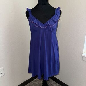 Smart & Sexy Sleep Dress Women's XL Purple 100% Nylon Ruffle Sweetheart Neck